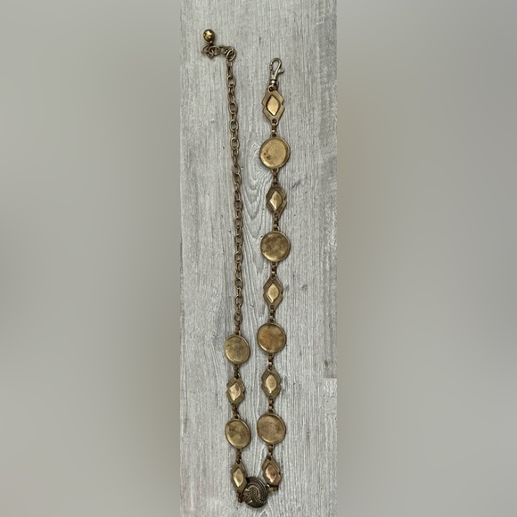 Concho Metal Chain Belt Bronze Tone Metal with Extended Chain - Picture 3 of 7